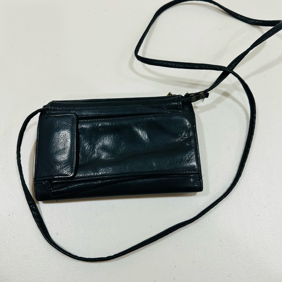 Fossil Vintage‎ Black Leather Crossbody Purse Bag Wallet Phone Sunglasses Pouch! - Picture 3 of 12